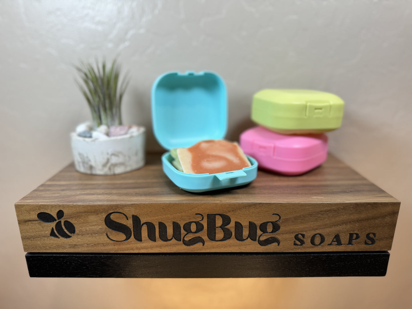 Travel Containers with cut ends of soap